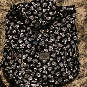 Victoria's Secret Black Sequin Leopard Backpack